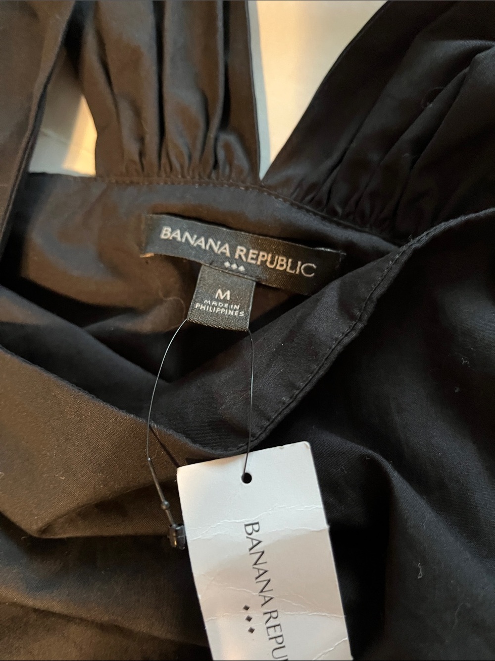 Banana Republic Black Tiered Cotton Mini Dress with Wide Straps NWT Medium - Picture 7 of 13